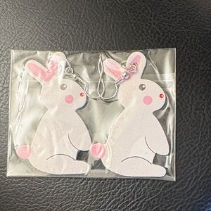 Cute Pink Bunny Dangle Earrings for Kids
